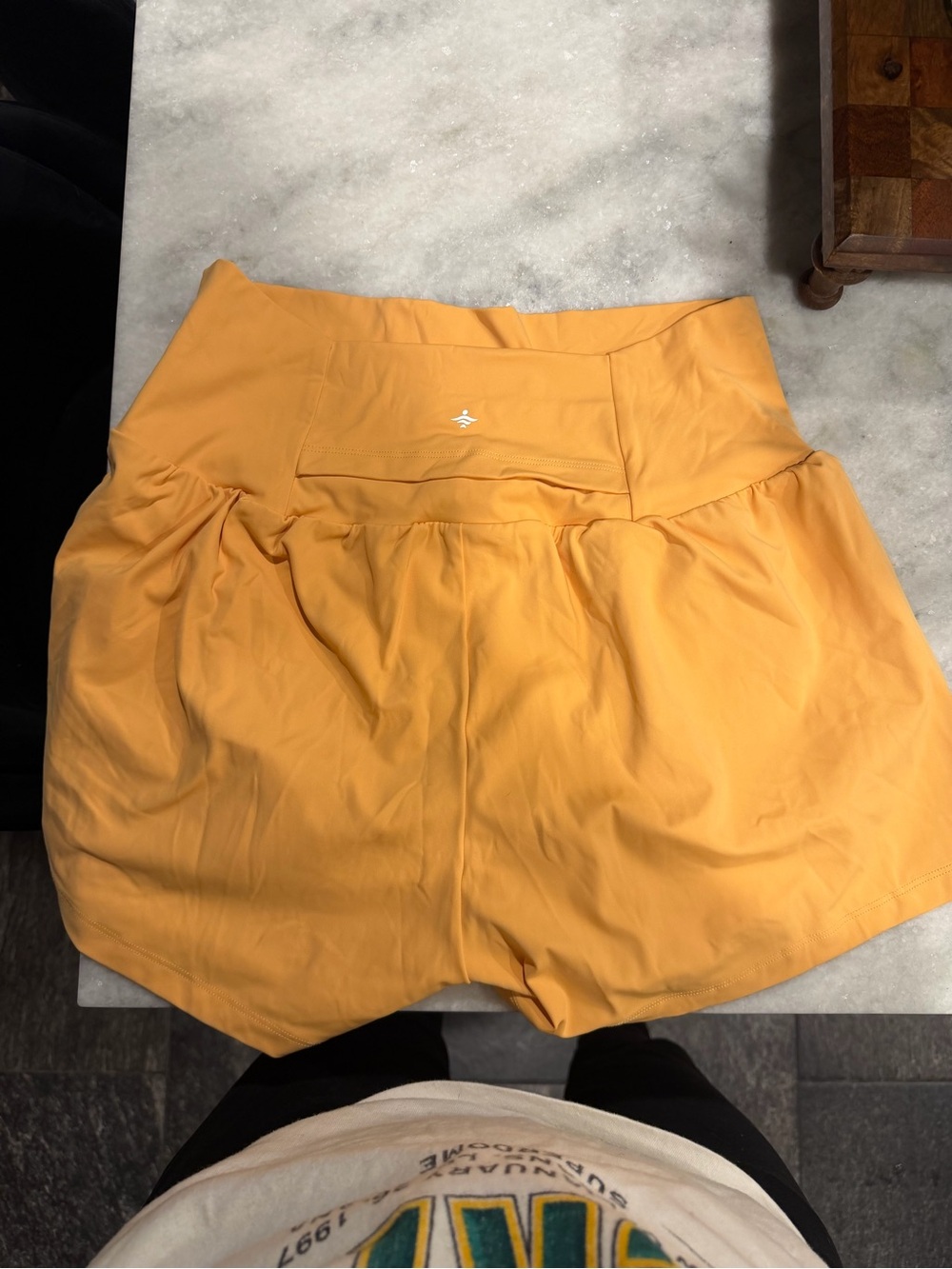 Halara warm apricot high waisted 2 in 1 yoga shorts 3”